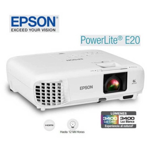 PROYECTOR EPSON POWERLITE E20, 3400 LÚMENES, 1024X768, XGA