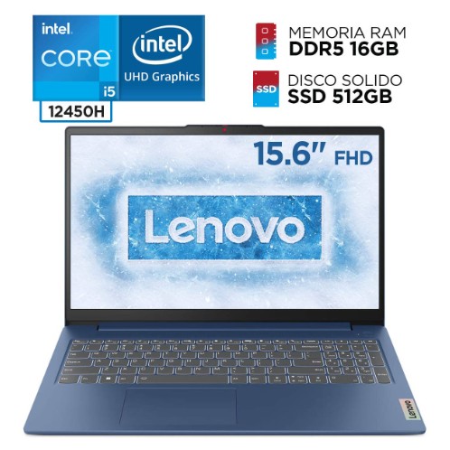 LAPTOP LENOVO IDEAPAD SLIM 3 15IAH8, CORE I5 12450H,  15.6” FULL HD, DDR5 16GB, 512GB | 83ER001DLM