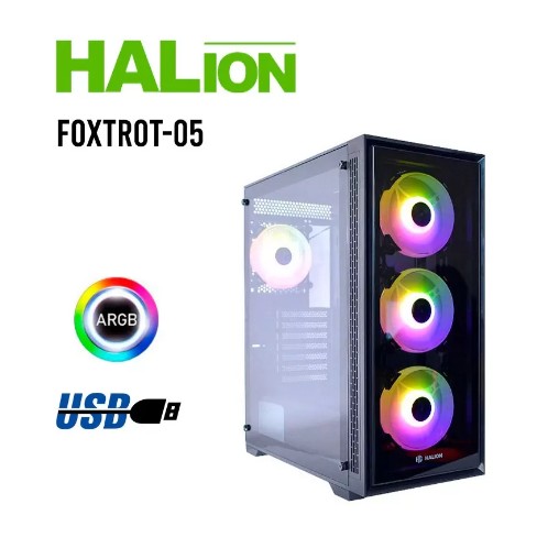 CASE HALION GAMER FOXTROT 05 VIDRIO | SIN FUENTE