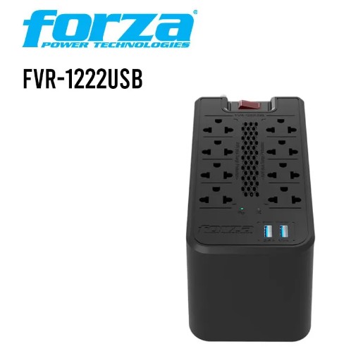 ESTABILIZADOR FORZA FVR-1222USB, 1200VA/600W | 2 USB, 8 TOMAS